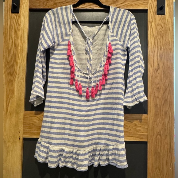 Francesca's Collections Blue and Pink Striped Top - Picture 3 of 4